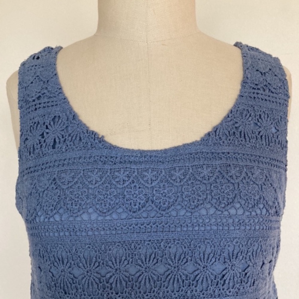 Cotton lace sleeveless top, lined with Tencel knit, invisible side zipper, M - Picture 3 of 10